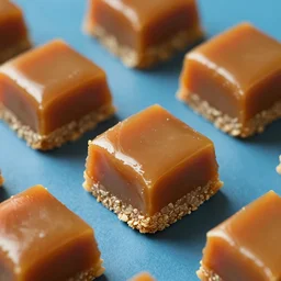 caramel squares on a blue background, chesley bonestell, vincent di fate