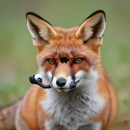 a fox wearing airpods