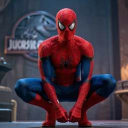 a still of Spiderman in jurassic world, cinematic shot, cinematic lighting, 4k HD