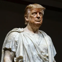 Ancient Greek statue of Donald Trump looking smug