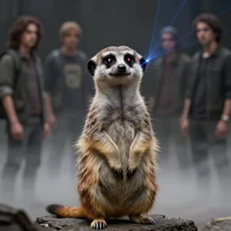 meerkat figure with stars in his eyes, laser, fog, depth of field, ultra detailed, cgsociety by leesha hannigan, ross tran, thierry doizon, kai carpenter, ignacio fernandez rios, noir art house,