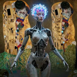 cybernetic deity with networked mind tripping on acid, intricate detail, lovecraft, royo, whealan, giger, klimt, hd, octane render, unreal engine,