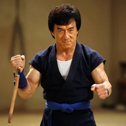 cinematic still of jackie chan in dragon ball z