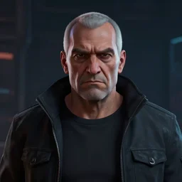 centered mid ground full face portrait of an old man with a round face and a stern look, cyberpunk dark fantasy art, gta 5 cover, official fanart behance hd artstation by jesper ejsing, by rhads, makoto shinkai and lois van baarle, ilya kuvshinov, ossdraws, unreal engine
