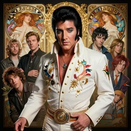 highly detailed surreal vfx portrait of a nowpunk elvis presley, stephen bliss, unreal engine, greg rutkowski, loish, rhads, beeple, makoto shinkai and lois van baarle, ilya kuvshinov, rossdraws, tom bagshaw, alphonse mucha, global illumination, detailed and intricate environment