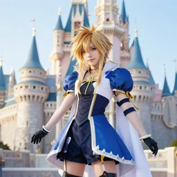 sora kingdom hearts cosplay by Disney castle 85mm photo photography hd 8k