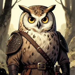 graphic novel about grumpy owl mercenary, by rembrandt