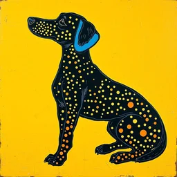 a beautiful painting dog, by henri matisse and kusama yayoi painting
