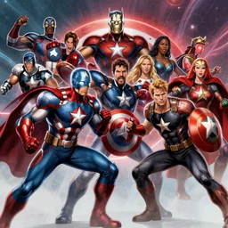 The avengers having a epic battle with the justice League