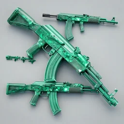 8 k render of an ak 4 7 made out of emerald