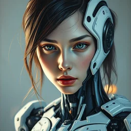 an attractive young female robot, highly detailed oil painting, impasto brush strokes, soft light, 8 k, cyberpunk colour palette, dramatic composition, dramatic lighting, sharp focus, concept art, masterpiece, by adrian ghenie and jenny saville and zhang jingna