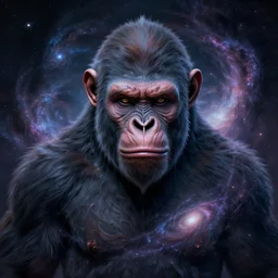 a wlop 3 d render of very highly detailed beautiful mystic portrait of a phantom ape with whirling galaxy around, by anton pieck, intricate, extremely detailed, digital painting, artstation, concept art, smooth, sharp focus, illustration, intimidating lighting, incredible art,