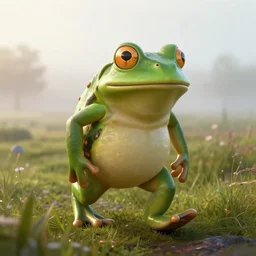 epic professional digital portrait art of a smiling  anthropomorphic frog on a morning stroll along the misty moors, best on artstation, cgsociety, wlop, Behance, pixiv, astonishing, impressive, outstanding, epic, cinematic, stunning, gorgeous, concept artwork, much detail, much wow, masterpiece.