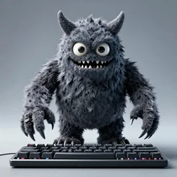 a giant monster made out of keyboards, scary, giant, photograph,