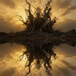 symmetry!! peace was never an option, chaos, sinister, golden hour, very detailed, perfect composition, perfect lighting, 4 k, trending on artstation, greg rutkowski, derek zabrocki, artgerm, chuck close, ruan jia