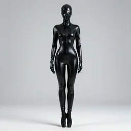 hooded flat slim thin petite female plague doctor, in extra tight shiny black latex suit, long sleeves, turtleneck, trending on artstation, latex plague crow mask, ballet boots, by wlop, establishing shot