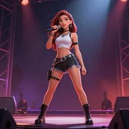 rockstar girl on stage. by konstantin razumov, by william - adolphe bouguerea, pixar, artstation trending, concept art, digital art, digital painting, dramatic lighting, sharp focus, highly detailed, vxf movie, cinematic