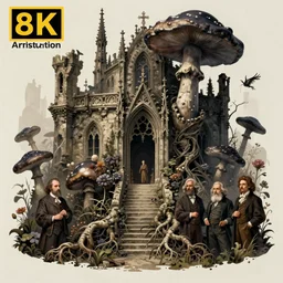 a beautiful digital illustration painting of a detailed gothic fantasy ruins and roots, dark mushroom, flowers by benoit b. mandelbrot, steven belledin, martin johnson heade, lee madgwick, caspar david friedrich, and david rios ferreira. 8 k resolution trending on artstation concept art digital illustration