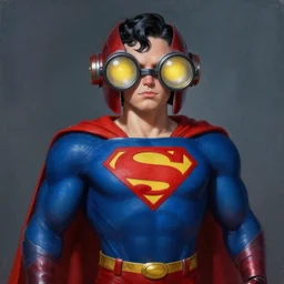 Iron Giant, dressed as Superman ultra wide lens shot , pretty, beautiful, DnD character art portrait, matte fantasy painting, DeviantArt Artstation, by Jason Felix by Steve Argyle by Tyler Jacobson by Peter Mohrbacher, cinematic lighting