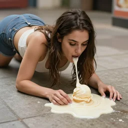 ice cream expressive woman is melting on a tiled floor, octane smooth masterpiece, highly detailed dino valls jason limon hannah yata, dramatic lighting, medium shot, low angle, uhd 8 k, sharp focus
