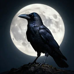 movie poster, crow in front of the full big moon, digital art, high definition, 8k, high details, high quality