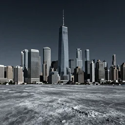 Megapolis skyline, moon surface