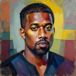 painting, portrait of Kanye West, colourful , cubism, abstract in the style of Pablo Picasso