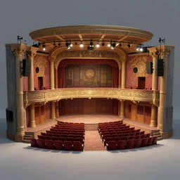 a beautiful hyperrealistic detailed 3 d render of a theatre set design, a digital rendering by atey ghailan, genzoman, trending on cg society, american scene painting, cinematic lighting