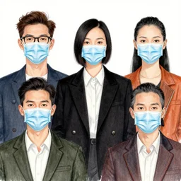 Fashion weak portrait of people with sanitary mask, Tristan Eaton, artgerm, Victo Ngai, RHADS, ross draws