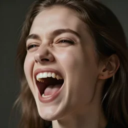 very very very perfect face of a woman screaming