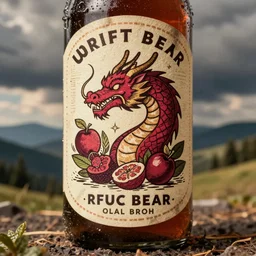 vintage rustic craft beer label fruit dragon modern and beautiful illustration