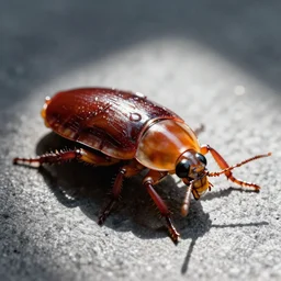 a cockroach with the head of donald trump. macro image