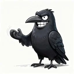 surrealism grunge cartoon sketch of a raven monster with a wide smile holding flowers by - michael karcz, loony toons style, horror theme, detailed, elegant, intricate