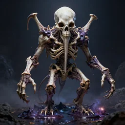 cthulhu built from bones dripping with molten galaxy, ultra realistic, 4k