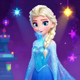 elsa frozen, colorful, fantastic lighting pixel art 2 d, sprite