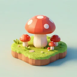 a cute little matte low poly isometric mushroom island, lat lighting, trending on artstation, 3d render, monument valley, fez video game,