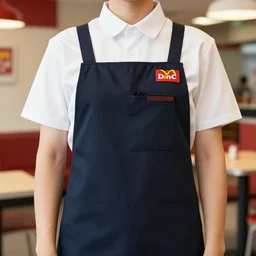 person wearing a modern fast - food restaurant uniform