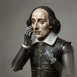 william shakespeare crying, made out of metal