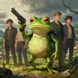 a frog mafia boss holding gun. nuri iyem, james gurney, james jean, greg rutkowski, anato finnstark. 3 5 mm
