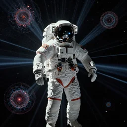 infrared concept art by craig mullins astronauts in futuristic dark and empty spaceship underwater. complex and hyperdetailed technical suit. mandelbulb fractal. reflection and dispersion materials. rays and dispersion of light. volumetric light. 5 0 mm, f / 3 2. noise film photo. flash photography. octane render. interstellar movie art