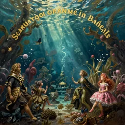 a beautiful painting of an elaborate underwater scene painted by bosch and lisa frank