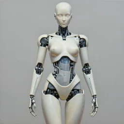 ultra realistic painting of half woman half robot in plastic style. highly detailed. elegant, centered, fine details