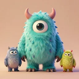 funny cute little monster by tom bagshaw, artgerm, jeremiah ketner, beeple and charlie bowater, soft lighting, solid background,
