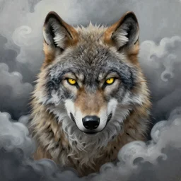 ultra realist and ultra intricate detailed soft painting of a werewolf, symmetry features, glowing yellow eyes, sensual gloomy style, volumetric clouds