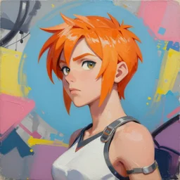 greg manchess portrait painting of syfa velnumdes evergarden as overwatch character, bright orange short hair, medium shot, asymmetrical, profile picture, organic painting, sunny day, matte painting, bold shapes, hard edges, street art, trending on artstation, by huang guangjian, gil elvgren, ruan jia, greg rutkowski, gaston bussiere