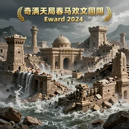 Ancient city being destroyed by a flood, digital art , highly detailed , high contrast, beautiful lighting, award winning , trending on art station, photorealistic, 8k