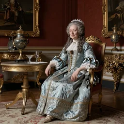 a 1 7 th century dutchess sitting in a parlor with elaborate furniture, in mannerism style