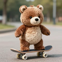 foto de um urso de pelúcia andando de skate