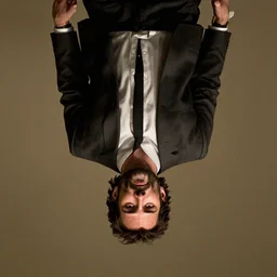 a portrait of Keanu Reeves upside down
