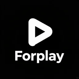 Logo for a movie and series streaming site called Forplay, vector, 8k